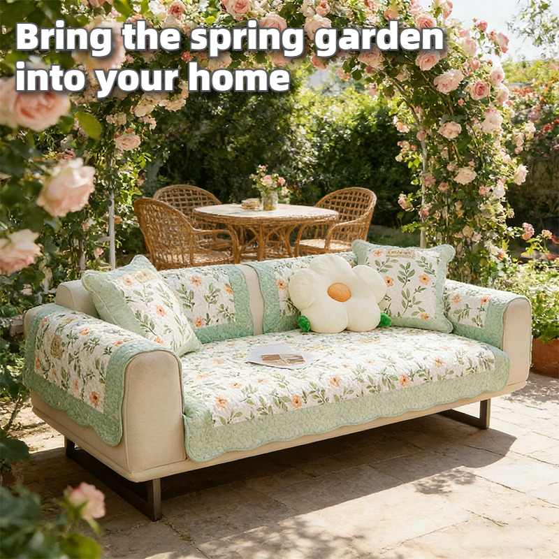 Floral Quilted Sofa Cover Non  - Washer Toss Set ulasan dan harga
